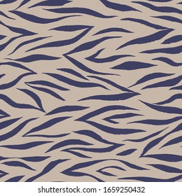 Striped pattern. Сurved lines with rough texture. Simple seamless ornament. Animal zebra tiger print.