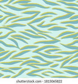 Striped pattern. Сurved lines with rough texture. Simple seamless ornament. Animal zebra tiger print.