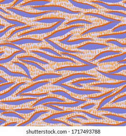 Striped pattern. Mixed curved lines on weaving texture. Sophisticated seamless ornament. Animal zebra tiger print.