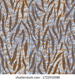 Striped pattern. Mixed curved lines on animal skin texture. Sophisticated seamless ornament. Animal zebra tiger print.