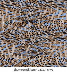 Striped pattern. Mixed curved lines on animal skin texture. Sophisticated seamless ornament. Animal zebra tiger print.