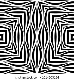 Striped pattern, mosaic, leaves, crimp, seamless vector background.