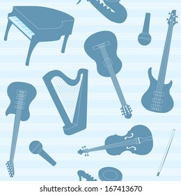 Striped pattern with musical instruments silhouettes