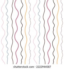Striped pattern in pastel colors. Wavy vertical lines, seamless image. Addition to a brighter, richer decor.