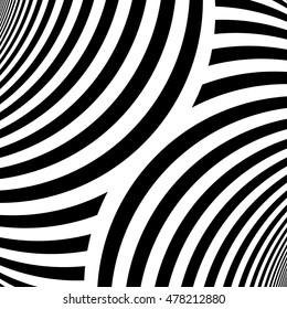 Striped pattern. Repeated black color wavy lines on white background. Curves abstract wallpaper. Vector illustration