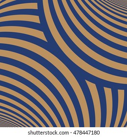 Striped pattern. Repeated brown color wavy lines on blue background. Curves abstract wallpaper. Vector illustration