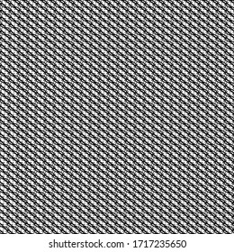 Striped pattern with small eyes and dots. Retro textile fabric. Graphics in black and white.