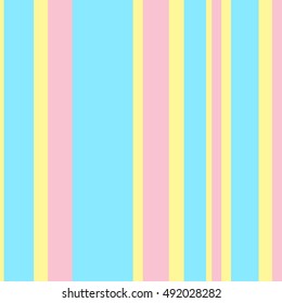 Striped pattern with stylish and bright colors. Blue, pink and yellow stripes. Background for design in a vertical strip