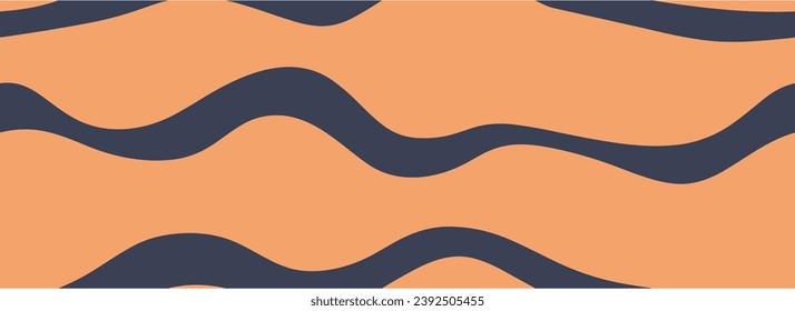 Striped pattern. Trendy dynamic simple wavy lines background. Abstract retro groovy 70s 90s texture background. Seamless.