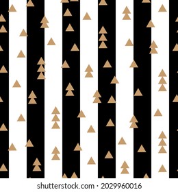 Striped pattern with triangles shape figure Geometric Christmas background Tree logo icon sign Cartoon modern style design Fashion print clothes apparel greeting invitation card cover flyer poster ad