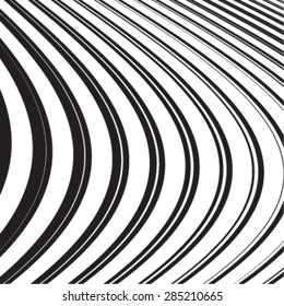 Striped Pattern , Wavy Black and White Overlay Texture . Vector Lines Background .