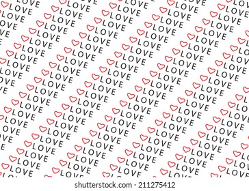 Striped pattern from the word love and heart
