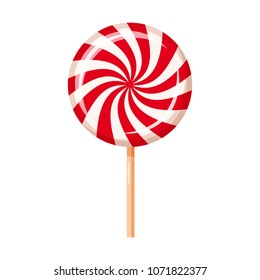 Striped peppermint candy, caramel, vector. Cartoon style, isolated