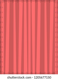Striped pink background with cute vertical stripes framed with spider coweb. Vector background, Halloween invitation, banner, poster or greeting card template with empty copy space for text.