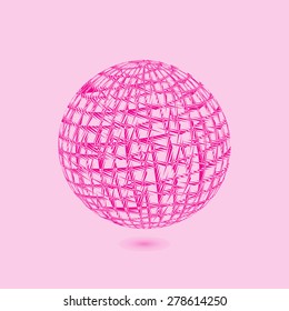Striped pink background. Logo design. Illustration





