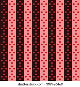striped pink background and red polka dot