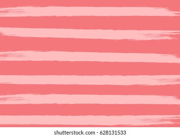 Striped pink texture. Rectangular background with lines drawn by brush. Grunge.