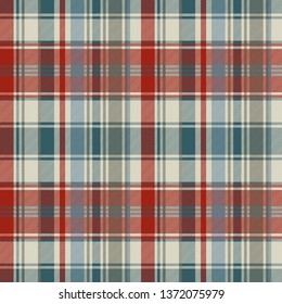 Striped plaid fabric texture seamless background. Vector illustration.