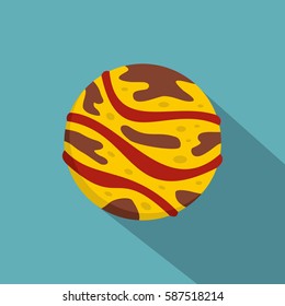 Striped planet icon. Flat illustration of striped planet vector icon for web