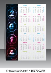 Striped plasma calendar with circle bubbles for year 2014