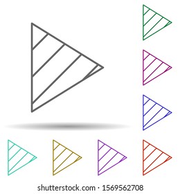 Striped play sign multi color icon. Simple thin line, outline vector of web icons for ui and ux, website or mobile application