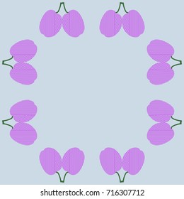 Striped plum pattern. Hand drawn.