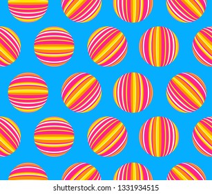 striped polka dots seamless tile orange shades on blue