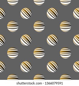striped polka dots seamless tile in gold and silver shades