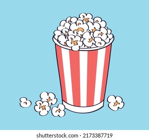 Striped popcorn box bucket isolated vector illustration