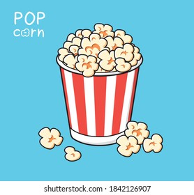 Striped popcorn bucket box cartoon vector