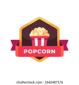 Striped popcorn bucket. Fast food label