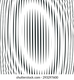 Striped  psychedelic background with black and white moire lines. Gradient optical pattern, motion effect tile. 