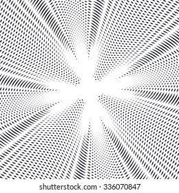 Striped  psychedelic background with black and white moire lines. Gradient optical pattern, motion effect tile. 