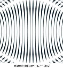 Striped  psychedelic background with black and white moire lines. Gradient optical pattern, motion effect tile. 