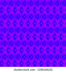 Striped purple hearts on a pink background. Universal template for holidays and love themes.