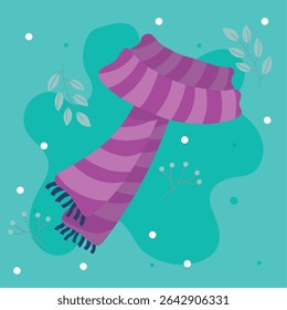 Lenço de inverno listrado roxo. Ilustração vetorial