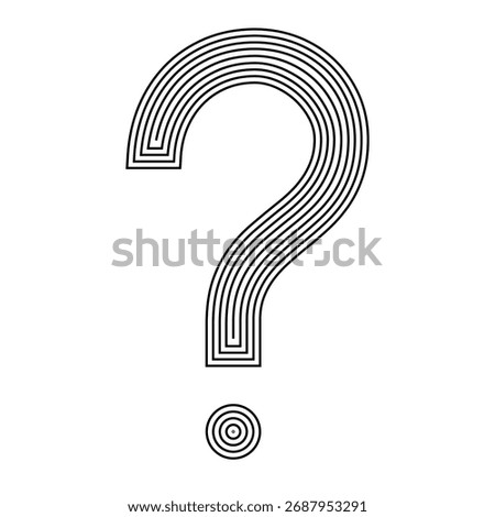 Striped question mark made of concentric black lines on white