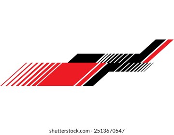 Striped Racing stripe on the body of a car, boat, motorcycle, sportswear. Modern red and black sports pattern