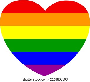 Striped rainbow heart. Pride flag. Symbol of the LGBT community. Lesbian, gay and transgender. Gender identity.