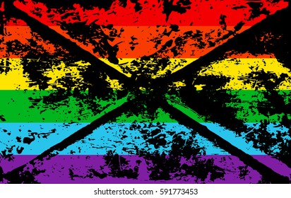 Striped rainbow texture gay memory pride flag lgbt community. Vector symbol gay-pride. Symbol grunge-design style design element for flyers banners or t-shirts. 
