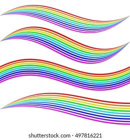 Striped rainbow waves - graphic design element set