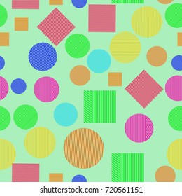 Striped rectangles, circles seamless   abstract pattern .