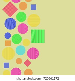 Striped rectangles, circles seamless   abstract pattern .
