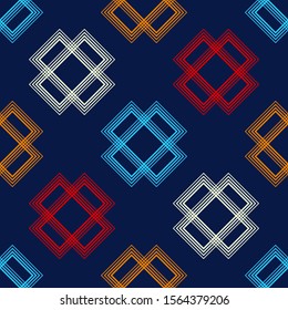 Striped rectangles. Ethnic boho seamless background. Tribal pattern. Folk motif. Vector illustration for web design or print.