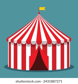 Striped red circus tent stock vector illustration