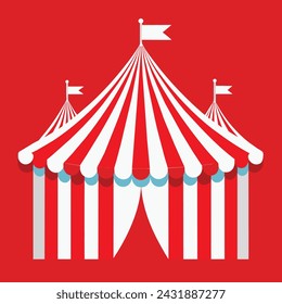 Striped red circus tent stock vector illustration