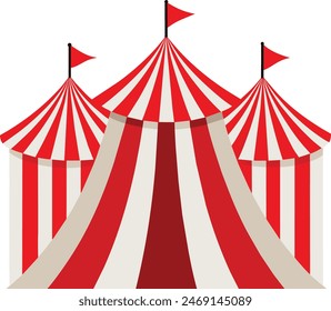 Striped red circus tent stock vector illustration