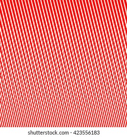 Striped red grid pattern. Abstract repeated crossing harp lines texture background. Vector illustration