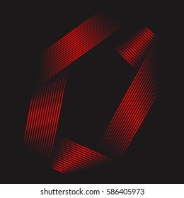 Striped red letter O. 