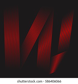 Striped red letter W. 